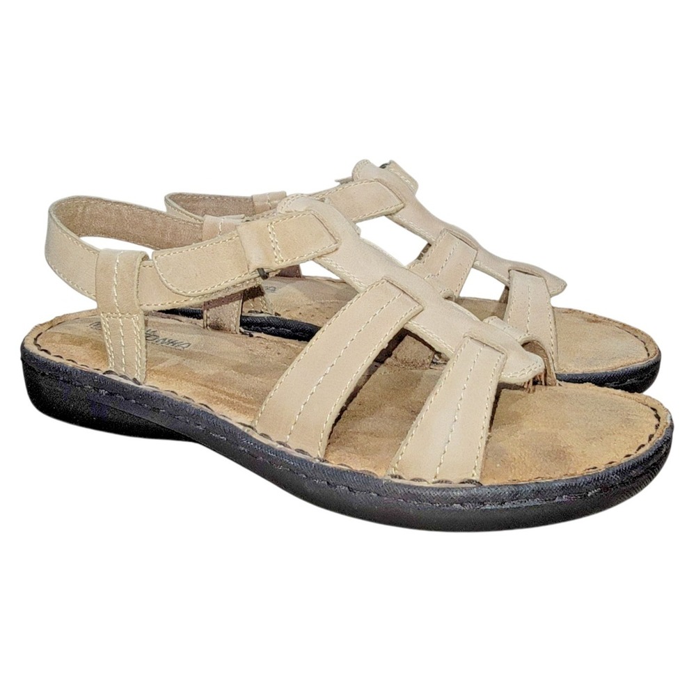 Minnetonka White Leather Fisherman Sandals Women's Size 8 Slingback Comfort Flat